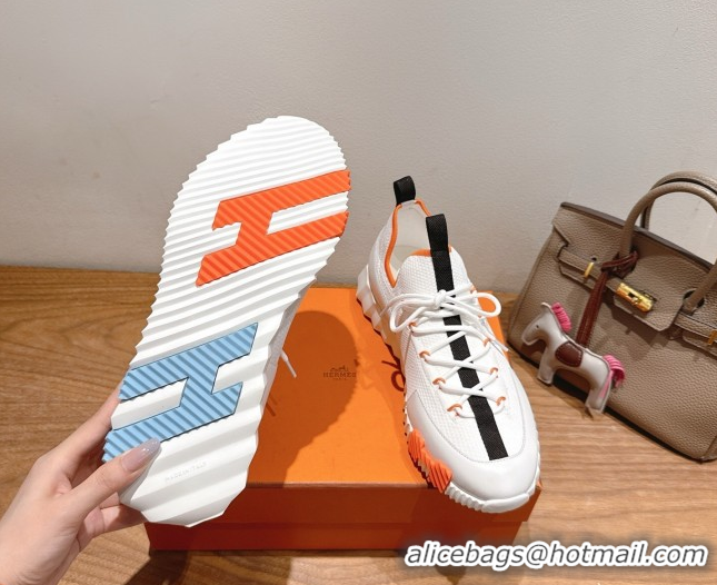 Expensive Hermes Lift slip-on sneakers in in knit and smooth calfskin White/Multicolor 2025 H252003
