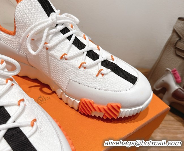 Expensive Hermes Lift slip-on sneakers in in knit and smooth calfskin White/Multicolor 2025 H252003