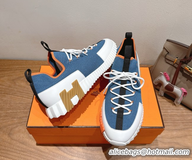 Popular Style Hermes Lift slip-on sneakers in in knit and smooth calfskin light Blue 2025 H252003