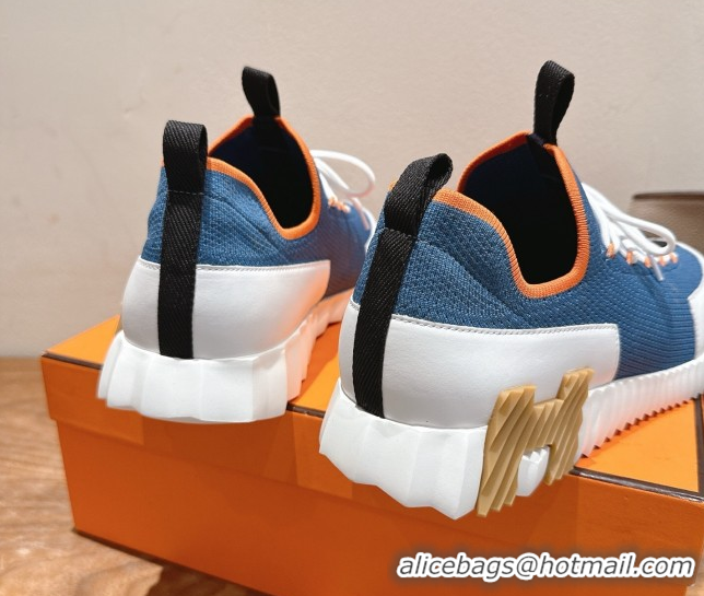 Popular Style Hermes Lift slip-on sneakers in in knit and smooth calfskin light Blue 2025 H252003