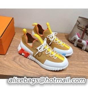 Grade Quality Hermes Lift slip-on sneakers in in knit and smooth calfskin Yellow 2025 H252003