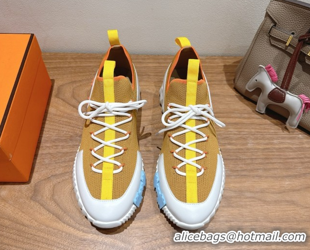 Grade Quality Hermes Lift slip-on sneakers in in knit and smooth calfskin Yellow 2025 H252003
