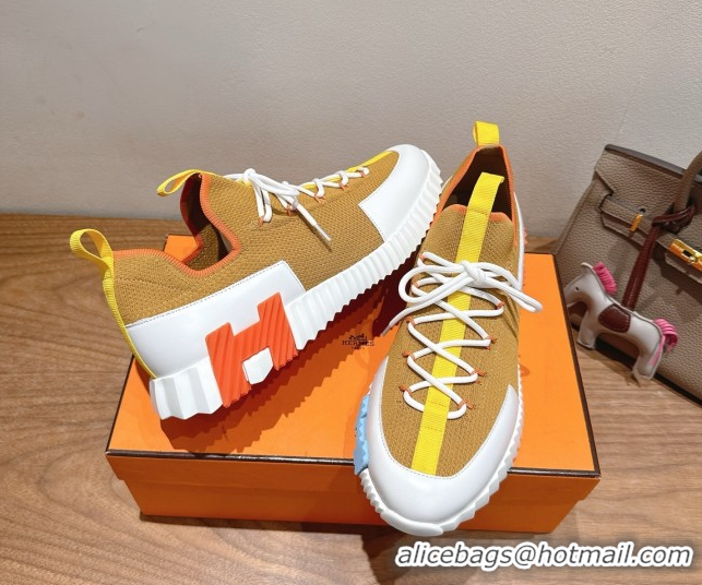 Grade Quality Hermes Lift slip-on sneakers in in knit and smooth calfskin Yellow 2025 H252003