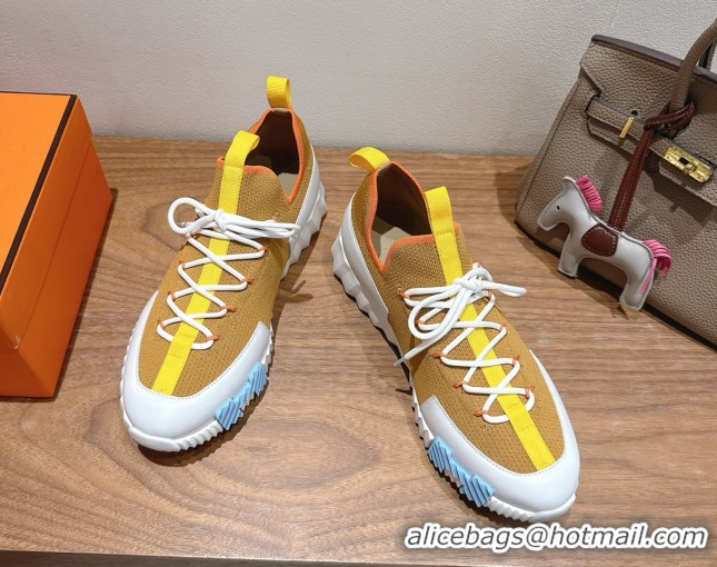 Grade Quality Hermes Lift slip-on sneakers in in knit and smooth calfskin Yellow 2025 H252003