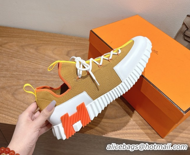 Grade Quality Hermes Lift slip-on sneakers in in knit and smooth calfskin Yellow 2025 H252003