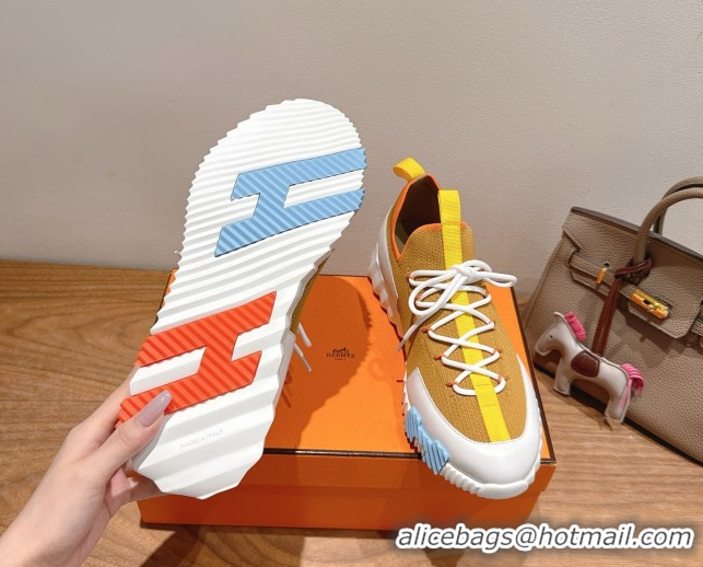 Grade Quality Hermes Lift slip-on sneakers in in knit and smooth calfskin Yellow 2025 H252003