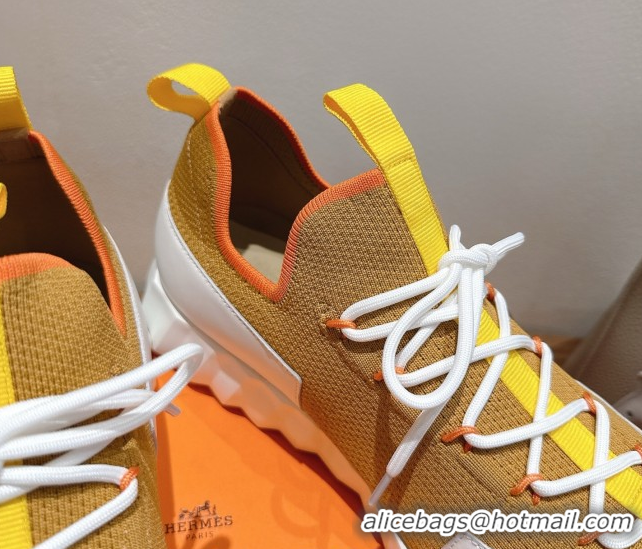 Grade Quality Hermes Lift slip-on sneakers in in knit and smooth calfskin Yellow 2025 H252003