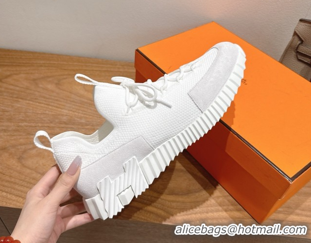 Comfortable Hermes Lift slip-on sneakers in in knit and suede All White 2025 H252003