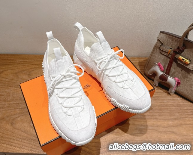 Comfortable Hermes Lift slip-on sneakers in in knit and suede All White 2025 H252003