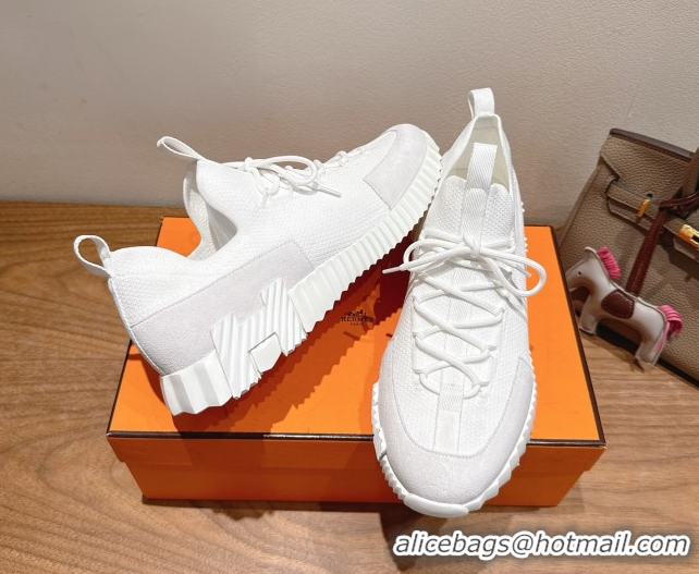 Comfortable Hermes Lift slip-on sneakers in in knit and suede All White 2025 H252003