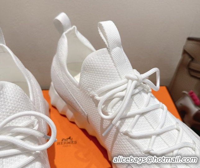 Comfortable Hermes Lift slip-on sneakers in in knit and suede All White 2025 H252003