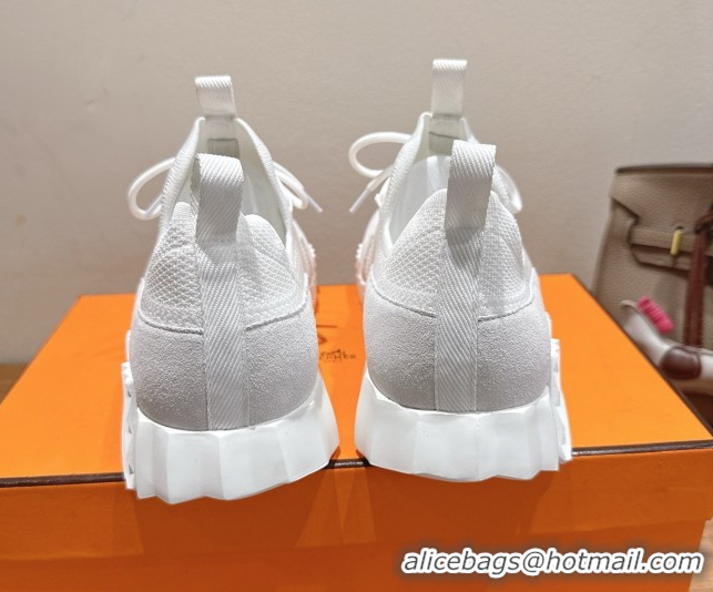 Comfortable Hermes Lift slip-on sneakers in in knit and suede All White 2025 H252003
