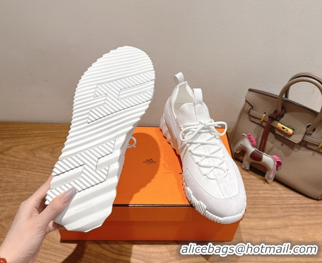 Comfortable Hermes Lift slip-on sneakers in in knit and suede All White 2025 H252003