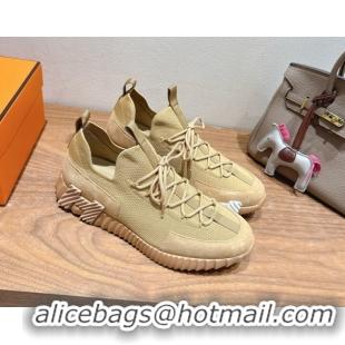 Refined Hermes Lift slip-on sneakers in knit and suede All beige 2025 H252003