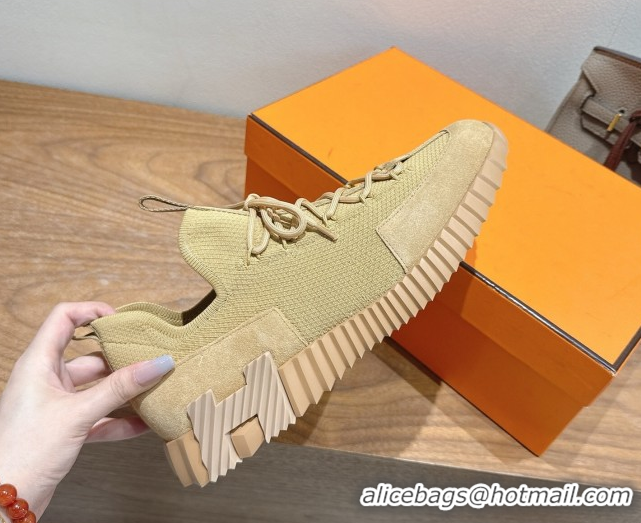 Refined Hermes Lift slip-on sneakers in knit and suede All beige 2025 H252003