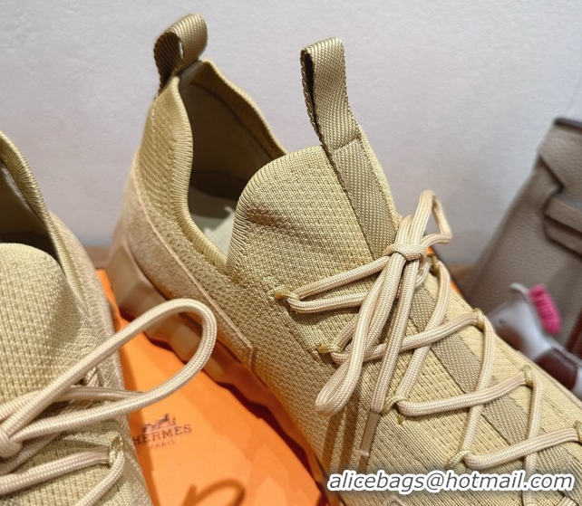 Refined Hermes Lift slip-on sneakers in knit and suede All beige 2025 H252003