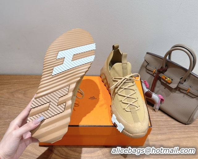 Refined Hermes Lift slip-on sneakers in knit and suede All beige 2025 H252003