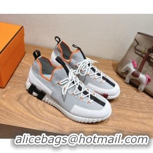 Best Product Hermes Lift slip-on sneakers in in knit and suede Grey/White 2025 H252003