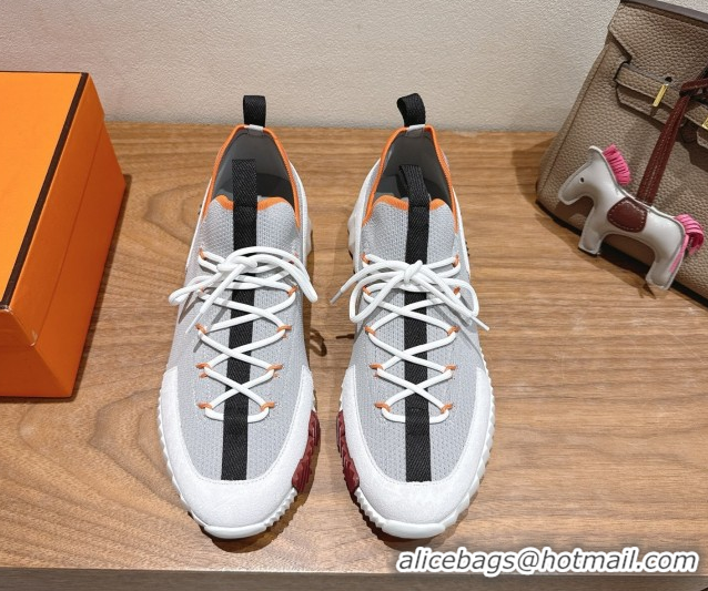 Best Product Hermes Lift slip-on sneakers in in knit and suede Grey/White 2025 H252003