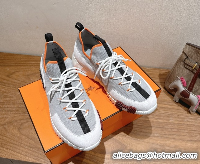Best Product Hermes Lift slip-on sneakers in in knit and suede Grey/White 2025 H252003