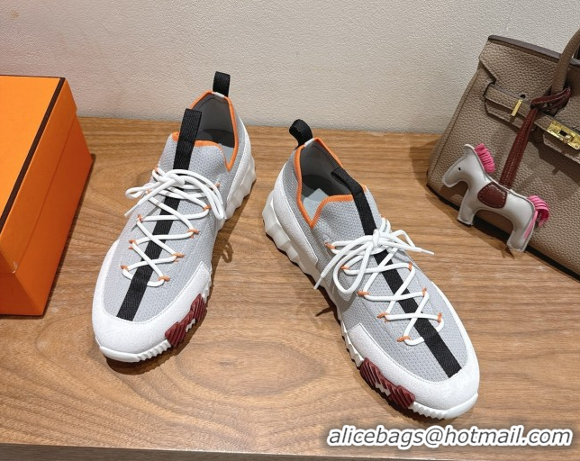 Best Product Hermes Lift slip-on sneakers in in knit and suede Grey/White 2025 H252003