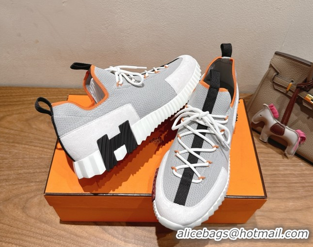 Best Product Hermes Lift slip-on sneakers in in knit and suede Grey/White 2025 H252003
