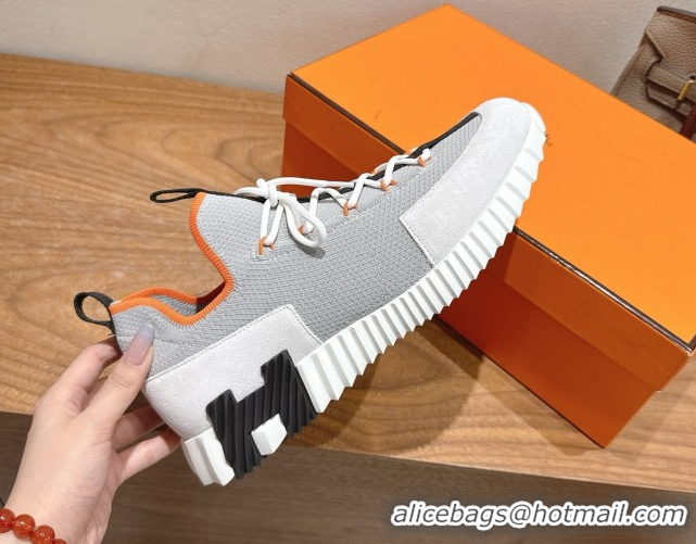 Best Product Hermes Lift slip-on sneakers in in knit and suede Grey/White 2025 H252003