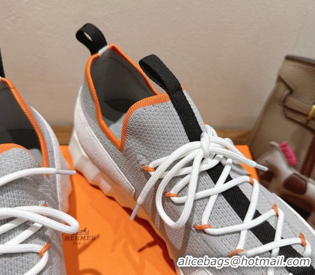 Best Product Hermes Lift slip-on sneakers in in knit and suede Grey/White 2025 H252003