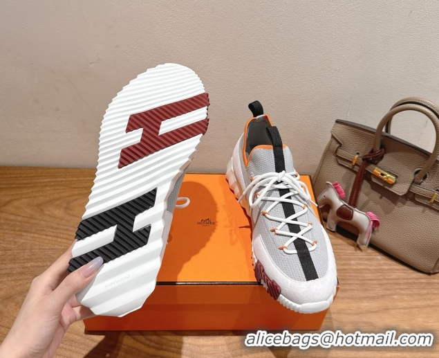 Best Product Hermes Lift slip-on sneakers in in knit and suede Grey/White 2025 H252003