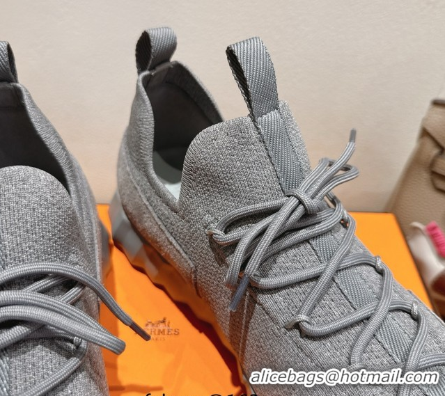 Top Design Hermes Lift slip-on sneakers in knit and suede All Grey 2025 H252003