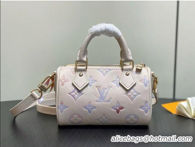 Shop Cheap Louis Vuitton Nano Speedy Bag in Dream Beige Embossed Grained Cowhide Leather M25591 2025
