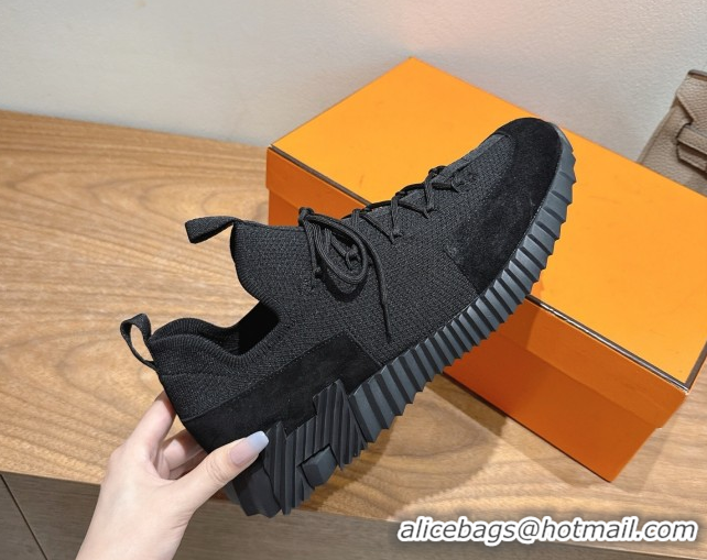 Big Discount Hermes Lift slip-on sneakers in in knit and suede All Black 2025 H252003