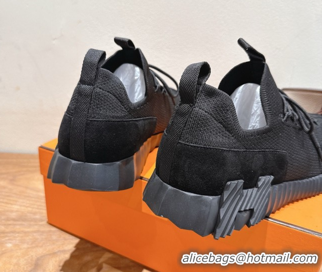 Big Discount Hermes Lift slip-on sneakers in in knit and suede All Black 2025 H252003