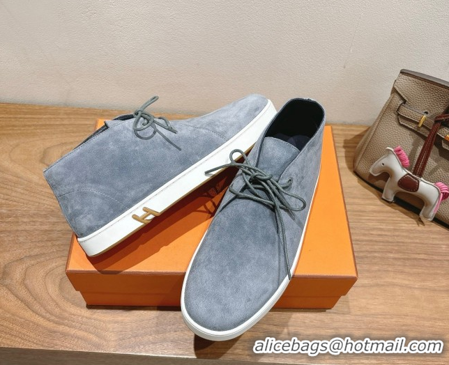 Luxurious Hermes Klicker Sneakers in Suede Grey 2025 H251921