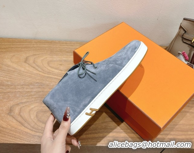 Luxurious Hermes Klicker Sneakers in Suede Grey 2025 H251921