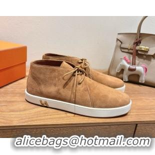 Top Grade Hermes Klicker Sneakers in Suede Brown 2025 H251921