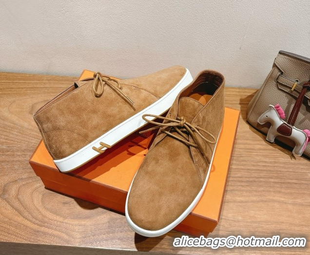Top Grade Hermes Klicker Sneakers in Suede Brown 2025 H251921