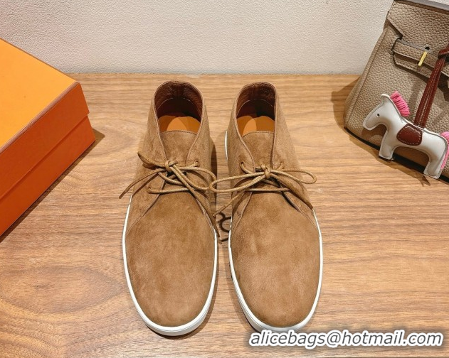 Top Grade Hermes Klicker Sneakers in Suede Brown 2025 H251921