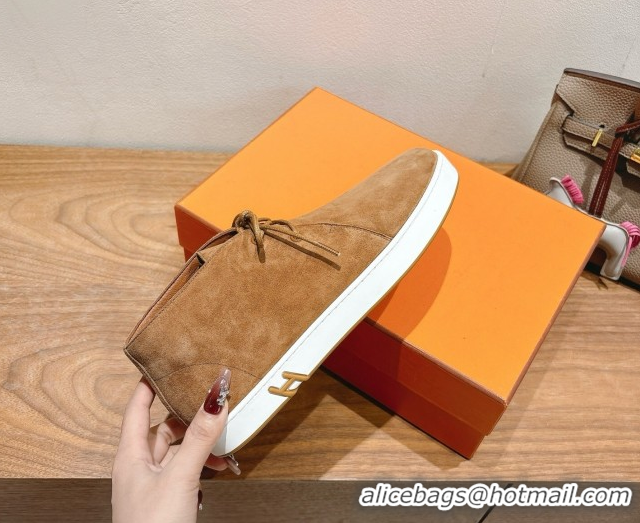 Top Grade Hermes Klicker Sneakers in Suede Brown 2025 H251921