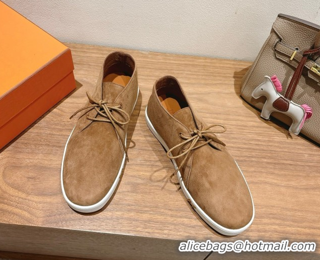 Top Grade Hermes Klicker Sneakers in Suede Brown 2025 H251921