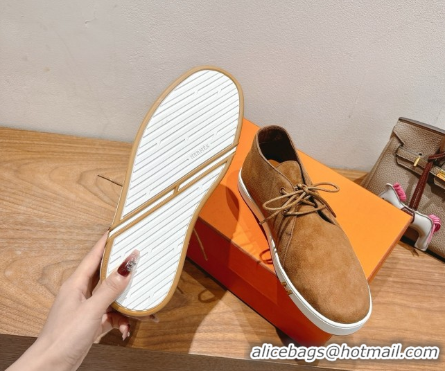 Top Grade Hermes Klicker Sneakers in Suede Brown 2025 H251921