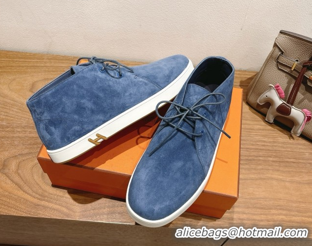 Low Price Hermes Klicker Sneakers in Suede Blue 2025 H251921