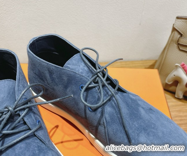 Low Price Hermes Klicker Sneakers in Suede Blue 2025 H251921