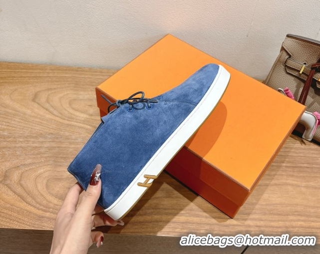 Low Price Hermes Klicker Sneakers in Suede Blue 2025 H251921