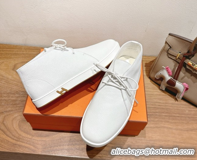 Low Cost Hermes Klicker Sneakers in Grained Calfskin White 2025 H251921