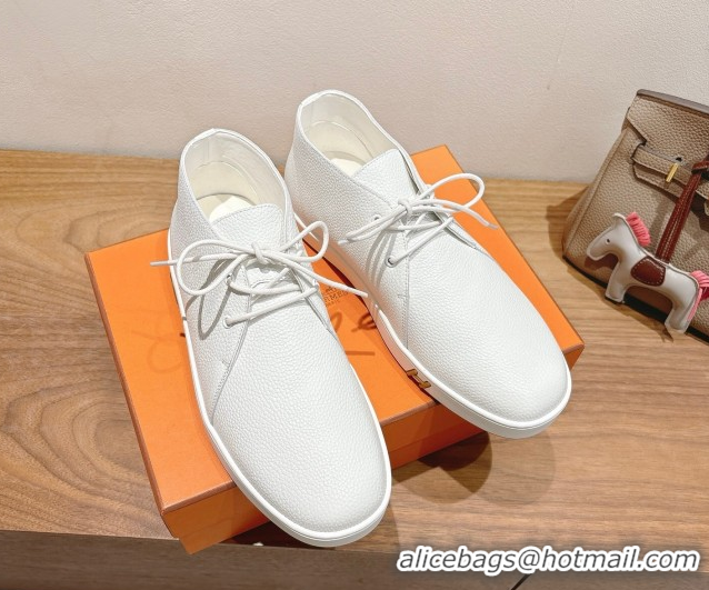 Low Cost Hermes Klicker Sneakers in Grained Calfskin White 2025 H251921