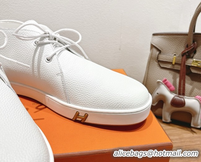 Low Cost Hermes Klicker Sneakers in Grained Calfskin White 2025 H251921