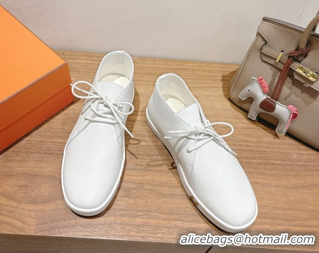 Low Cost Hermes Klicker Sneakers in Grained Calfskin White 2025 H251921