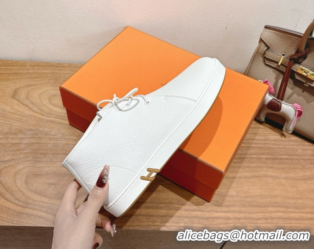 Low Cost Hermes Klicker Sneakers in Grained Calfskin White 2025 H251921
