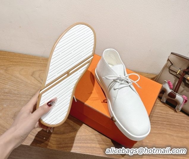 Low Cost Hermes Klicker Sneakers in Grained Calfskin White 2025 H251921